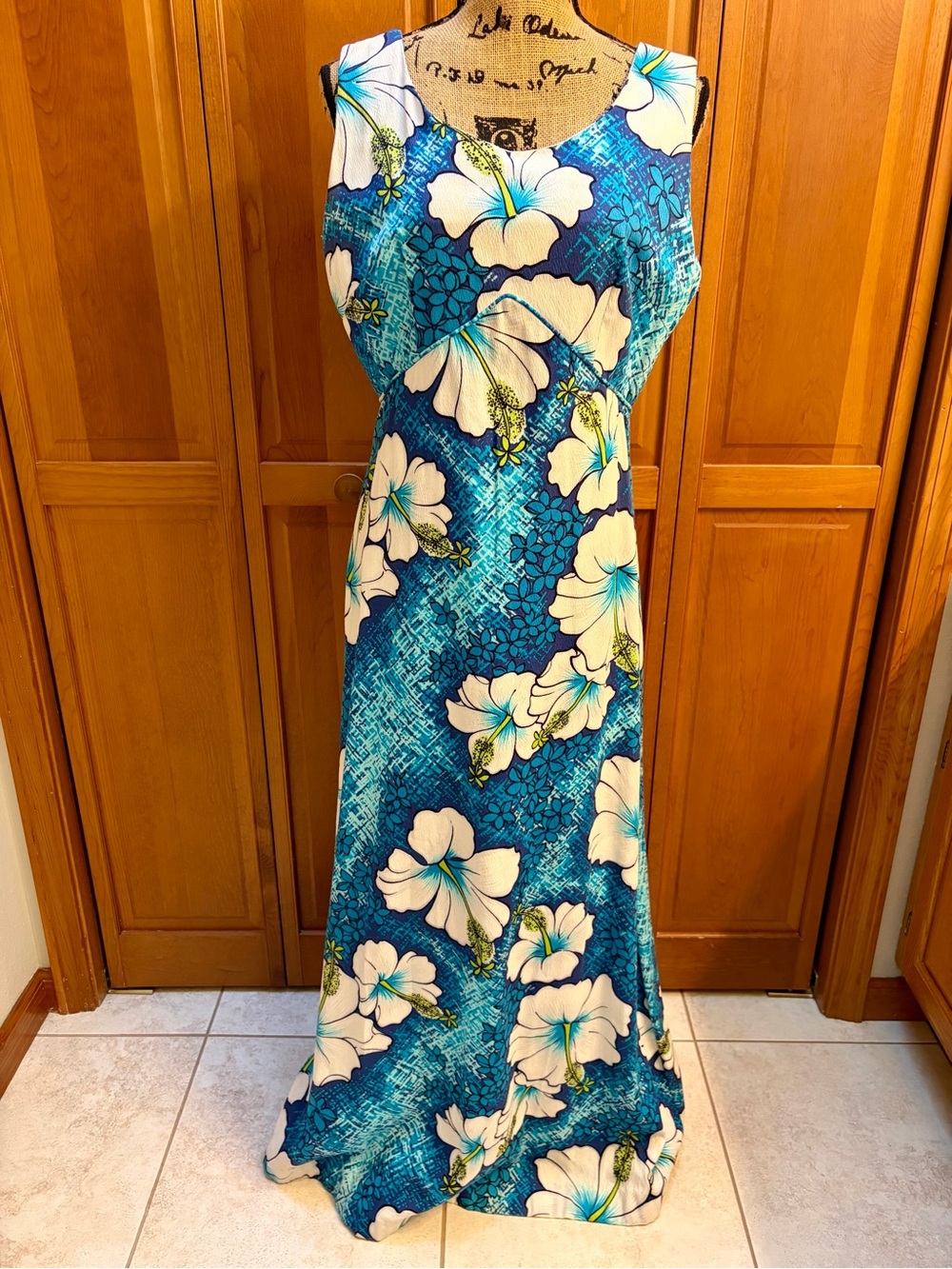 Hawaiian Vintage Barkcloth Maxi Dress
